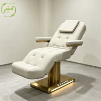 Lit de beauté électrique de luxe à 3 moteurs avec base LED, table de soin médical pour esthéticienne, lit de beauté pour soins du visage et extensions de cils