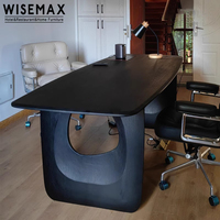 WISEMAX MÖBEL Nordic Design Küchentisch Stabil Massiv Eichenholz Modern Schwarz Oval Home Esstisch Set 8 Sitzer für Villa