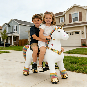 Jouet <span class=keywords><strong>licorne</strong></span> à chevaucher extra large 2 places avec roues, poney mécanique sans batterie, <span class=keywords><strong>licorne</strong></span> trotteuse pour enfants - Product Image 1