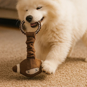 Giocattolo per Cani con Palla Retrattile in Peluche, Corda Elastica per Trazione, Palla Interattiva per Addestramento e Masticazione per Cuccioli - Product Image 4