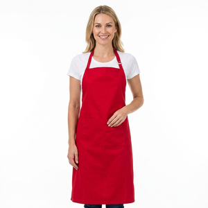 Uniformes de Hotel, Delantal de Algodón para Barbacoa, Delantal para Personal de Limpieza, con Múltiples Bolsillos para Herramientas, Correas Ajustables, Delantal Rojo para Asar al Aire Libre en Restaurantes - Product Image 1