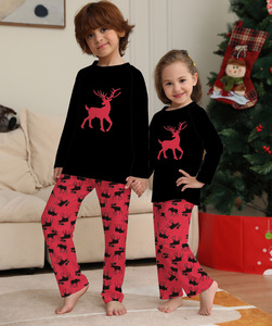 2025 nouveau <span class=keywords><strong>petit</strong></span> cerf imprimer noël pyjama famille correspondant ensemble respirant taille élastique Odm Parents enfants 6Xl pour l'hiver - Product Image 6
