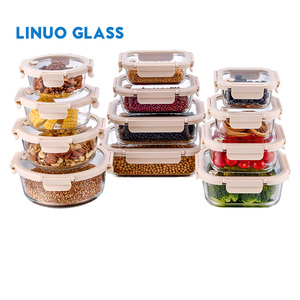 LINUO 2024 Hot Selling <strong>Kitchen</strong> Food <strong>Snap</strong> Locking <strong>Kitchen</strong> Food <strong>Snap</strong> Locking Airtight Glass Meal Prep Containers with Glass Lid - Product Image 2