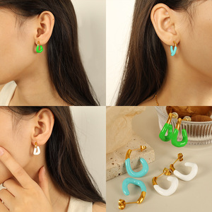 ต่างหูแบบห่วงรูปตัวยูโลหะผสมสังกะสีต่างหูแฟชั่นสำหรับผู้หญิง EH740 - Product Image 4