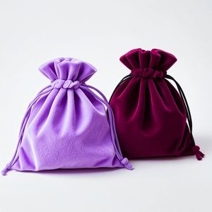 Sac cadeau à cordon en velours, pochette à bijoux avec impression de logo, petite pochette à bijoux avec logo imprimé, sac à cordon - Product Image 2