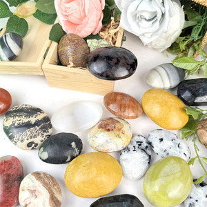 Factory Wholesale Natural Healing Crystals Craft Polished Mixed Material Yellow <strong>Jade</strong> Palm <strong>Stone</strong> for Fengshui Decoration - Product Image 2