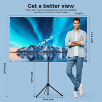 100 pouces 160 °   Écran de projection portable grand angle 16:9 4K HD avec support