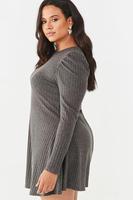 2020 à manches longues tricoté robe pull décontracté automne une ligne dames grande taille gris côtelé robe patineuse
