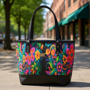 Bolso Tote de Yute para Mujer Fana, Negro, Elegante, Bordado, para Todas las Temporadas - Product Image 2