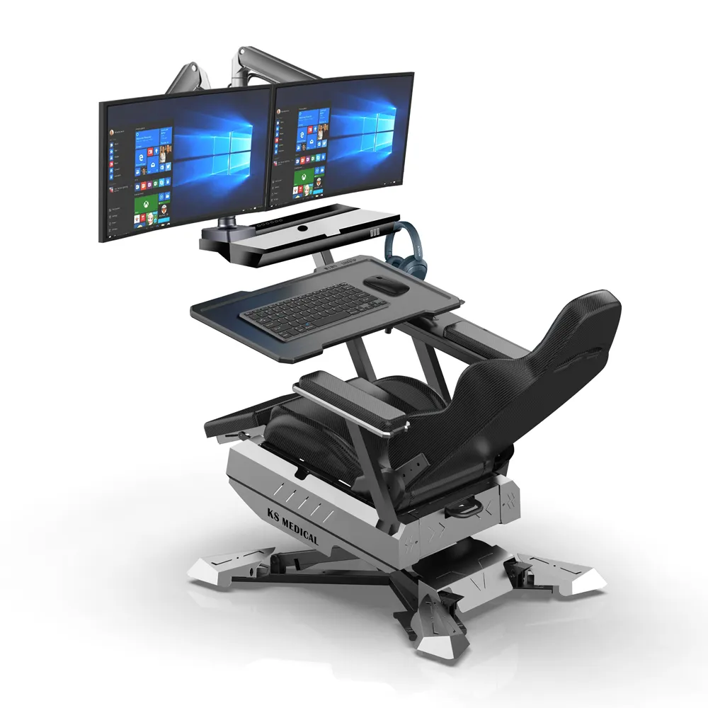 KSM-GCN2 Ergonomische Exzellenz Cockpit Gaming und Bürostuhl Computer Liegender Cockpit Gaming Stuhl mit 2 Monitoren