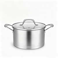 Casserole en acier inoxydable tri-couches avec couvercle en verre, compatible induction, grande capacité, passe au four, passe au lave-vaisselle, écologique, lot de 2
