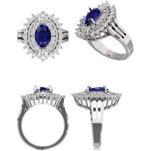 Anillo de Compromiso y Matrimonio Vintage de Plata de Ley 925 Chapado en Oro con Moissanita Engastada en Puntas para Mujer - Product Image 5