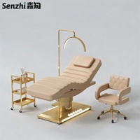 Table de massage électrique de luxe réglable pour soins du visage avec éclairage, mobilier de salon pour extensions de cils, lit courbé noir pour cils