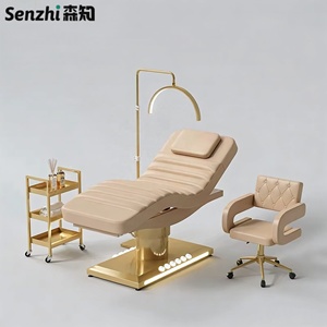 Table de massage électrique de luxe réglable pour soins du visage avec éclairage, mobilier de salon pour extensions de cils, lit courbé noir pour cils - Product Image 6
