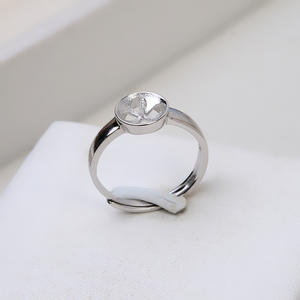 S925 Silver Open <b>Ring</b> with Adjustable Female Finger DIY <b>Pearl</b> Jewelry Accessories 57 Empty Holder - Product Image 1