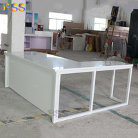 Idées de design de table de bureau en forme de L, table de clinique médicale en Corian, plateau en marbre blanc, table de bureau avec pieds en métal