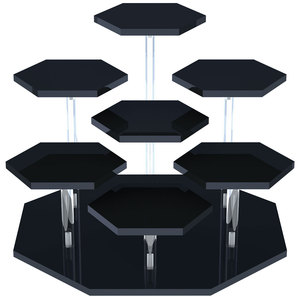 Personnalisable <span class=keywords><strong>Action</strong></span> Figure Riser Collection Organisateur Cupcake Cosmétiques Dessert Hexagone POP Noir 7 Niveaux Acrylique Présentoir - Product Image 1