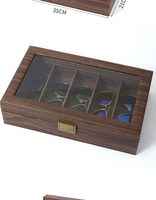 Top vente bijoux lunettes lunettes organisateur étui 5 cuir bois Grain affichage stockage lunettes de soleil boîte avec serrure