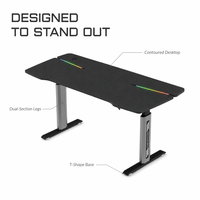 Bureau de jeu AOR réglable en hauteur, surface en fibre de carbone, cadre métallique, crochet pour casque, multifonctionnel, durable, MDF, vente en gros d'usine