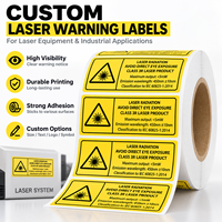 Étiquettes d'avertissement laser personnalisées, autocollants de sécurité durables en PET autocollants sur rouleau pour équipements laser et machines industrielles