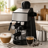 Cafetera Espresso de Acero Inoxidable de Alta Presión con Espumador de Leche, Cafetera Semiautomática para Hotel, Fabricación OEM