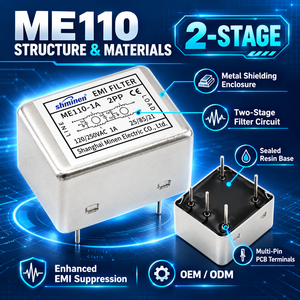 SHMIMEN <span class=keywords><strong>ME110</strong></span> PCB-Platine Pin-Typ Tiefpass-Leistungsfilter 220V/250VAC EMC PCB Pin EMI-Filter Störfilter - Product Image 4