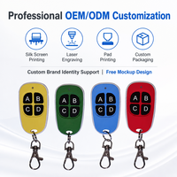 Control Remoto Inalámbrico RF de 4 Botones Multicolor 433mhz LED Personalizable para Puerta de Garaje, Barrera, Metálico, Uso Doméstico, 50m ASK