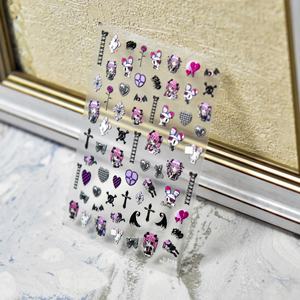 Calcomanías de Uñas Estilo Punk Japonés Qianya, Diseño de Calavera de <span class=keywords><strong>Terror</strong></span> de Halloween, Gato Oscuro, Dibujos Animados, Decoración de Uñas para Manicura - Product Image 3