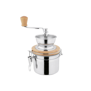 Molinillo de café manual de acero inoxidable con mango de madera y recipiente de almacenamiento para moler café fresco en casa o para viajar - Product Image 2