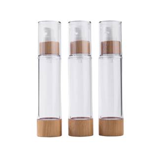 Flacons à pompe sans air en bambou 20-120 ml Luxe Portable Voyage Rechargeable Contenants cosmétiques vides pour maquillage Prix en gros - Product Image 3
