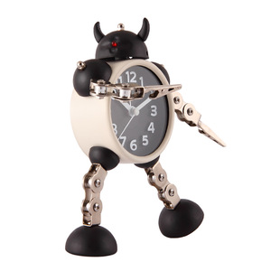 Réveil en métal en forme de robot avec bras articulés, mouvement silencieux et veilleuse pour bureau d'enfant, idéal pour le dropshipping Shopify - Product Image 1