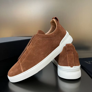 2026 Luxury Designer Sneakers Men's Low-Top Slip-On <b>Rubber</b> Outsole with Elastic Band Breathable Trend White Summer Walking Shoes - Product Image 3