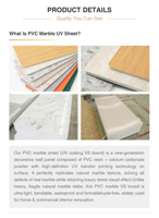 Panneau mural en PVC effet marbre anti-UV, facile à installer, pour projets de bricolage, crédences de salle de bain, décoration d'hôtels et intérieurs commerciaux
