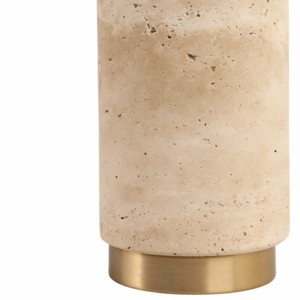 Lampada da tavolo moderna con base in travertino e paralume in tessuto a tamburo per camera da letto e soggiorno, elemento decorativo. - Product Image 6