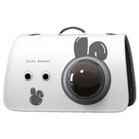 Bolsa de Transporte para Mascotas con Diseño de Conejo Blanco, Bolsa de Viaje Rígida y Transpirable para Gatos con Asa Superior, Ventana de Burbuja de Gran Visibilidad para Gatitos