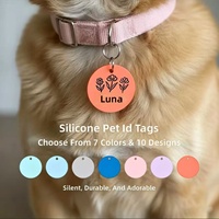Étiquette d'identification pour animaux de compagnie en silicone, gravée au laser personnalisée, étiquette de nom pour chien ou chat, ronde, silencieuse, durable, 7 couleurs, 10 modèles, vente en gros