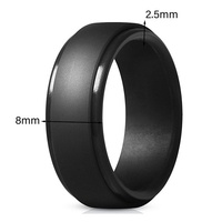 Bagues en silicone pour hommes, alliances en caoutchouc à bord biseauté, 8 mm de large - 2,5 mm d'épaisseur
