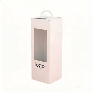 Wholesale Custom <b>Pink</b> Paper <b>Gift</b> <b>Box</b> With Clear Window & Hanging Loop Ideal for Baked Goods & Pastry Packaging - Product Image 2