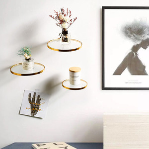 <span class=keywords><strong>Étagère</strong></span> <span class=keywords><strong>Murale</strong></span> Ronde Dorée <span class=keywords><strong>pour</strong></span> Plantes, Présentoir Moderne <span class=keywords><strong>en</strong></span> <span class=keywords><strong>Verre</strong></span>, Accessoires de Décoration Maison - Product Image 4