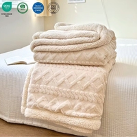 Selimut tidur dobel label pribadi untuk musim dingin selimut flanel bermotif