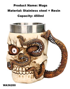 แก้วเบียร์สแตนเลสลายหัวผีสยอ<span class=keywords><strong>ง</strong></span>ขวัญพร้อมอาวุธเดียว - Product Image 2