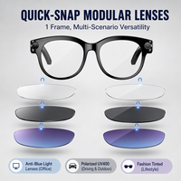 Lunettes Intelligentes IA avec Caméra 1080P, Prise de Photos Rapide, Lentilles Modulaires, Traduction en Temps Réel, Assistant Vocal, Verres Polarisés Teintés UV400