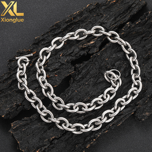 Collar de Cadena de Eslabones Ovalados de Acero Inoxidable de 12 mm, Collar de Cadena Gruesa Chapado en Oro de 18 Quilates para Hombre - Product Image 4