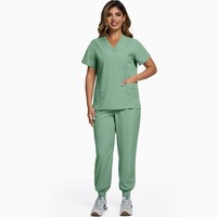 Ensemble de blouses personnalisées à col en V, tissu doux, uniforme d'infirmière, uniforme unisexe léger, respirant, polyester, haut de blouse et pantalon de jogging