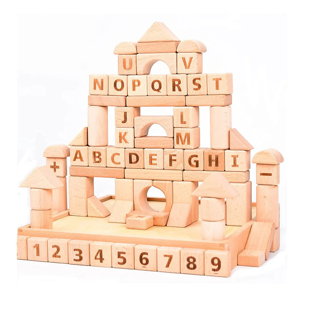 इमारत ब्लॉकों प्राकृतिक लकड़ी स्टैकिंग खिलौने 2022 मज़ा शैक्षिक खिलौने बच्चों के लिए विकसित संज्ञानात्मक कौशल 82PCS