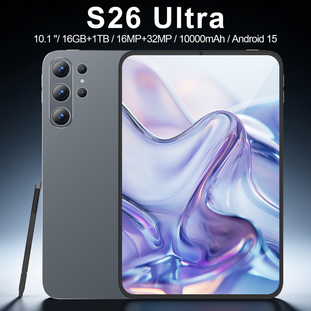 Factory Price New S26 Ultra 10.1" Android Tablet Octa Core 1.5GHz 16GB RAM 1TB 2560X1600 Display Wi-Fi for Wholesale