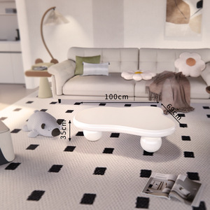 Mesa de Centro Creativa Moderna de Piedra Crema con Patas Redondas, Estilo Nube, para Apartamentos Pequeños, Sala de Estar, Estructura de Madera Moderna, Modelo Nuevo Mu Te B85 - Product Image 5