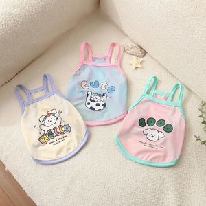 Chaleco con estampado de animales para mascotas, ropa de verano transpirable de seda helada para perros y gatos, rosa, azul, verde, amarillo - Product Image 3