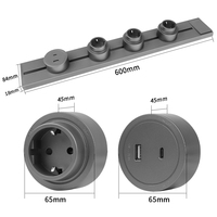 Rail de prise murale industrielle standard UE de 60 cm avec interrupteur, 32A, 3 prises allemandes, 1 prise USB A+C, usage domestique/commercial