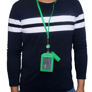 Soft PU Leather Badge <b>Holder</b> with Pen <b>Holder</b> Working Name Badge <b>Id</b> Card Badge <b>Holder</b> with Retractable Strap Lanyard - Product Image 1